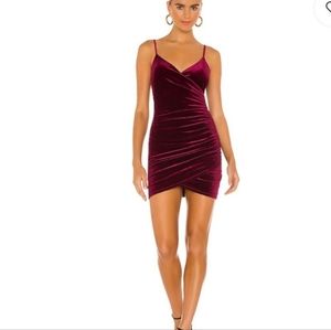 NEW‎ Lovers + Friends Aldina Velet Rouched Mini Dress Wine size L